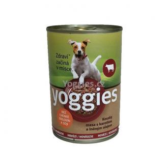 400g Yoggies hovězí konzerva pro psy s karotkou a lněným olejem